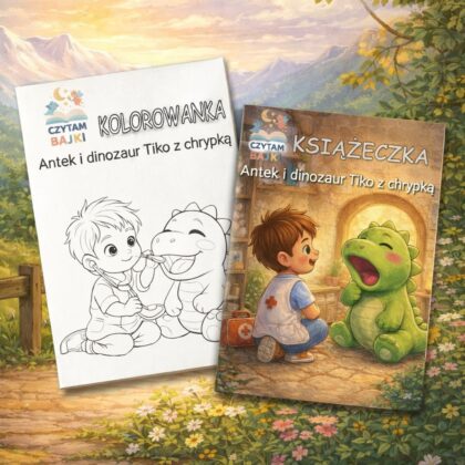 Mały lekarz i dinozaur z chrypką – Personalizowana Książeczka, Kolorowanka w generatorze – pdf do druku
